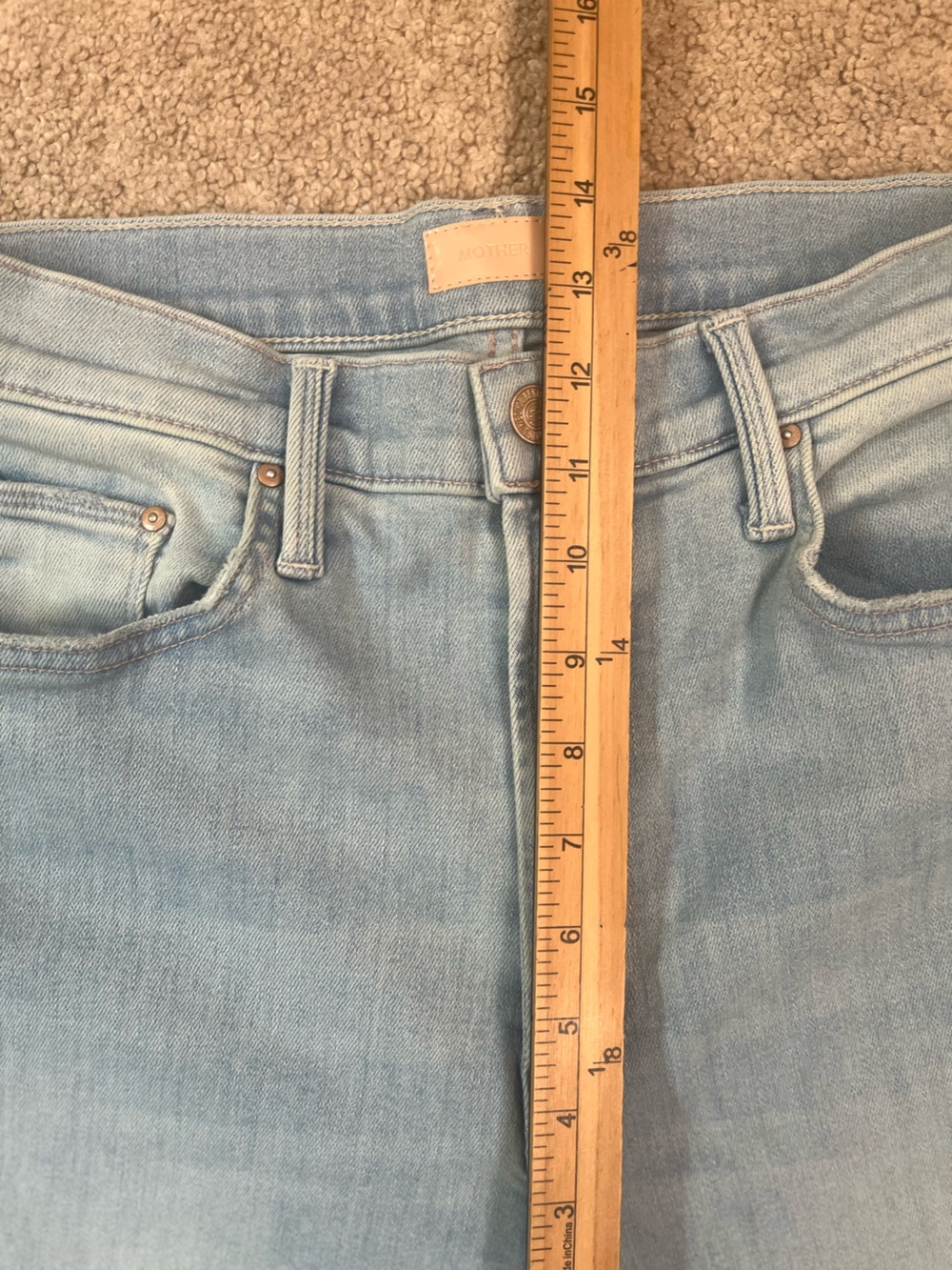 Mother Jeans Rambler Zip Ankle Fray Size 30 Hi Rise Wide Leg Chill Pill Blue - Picture 11 of 13
